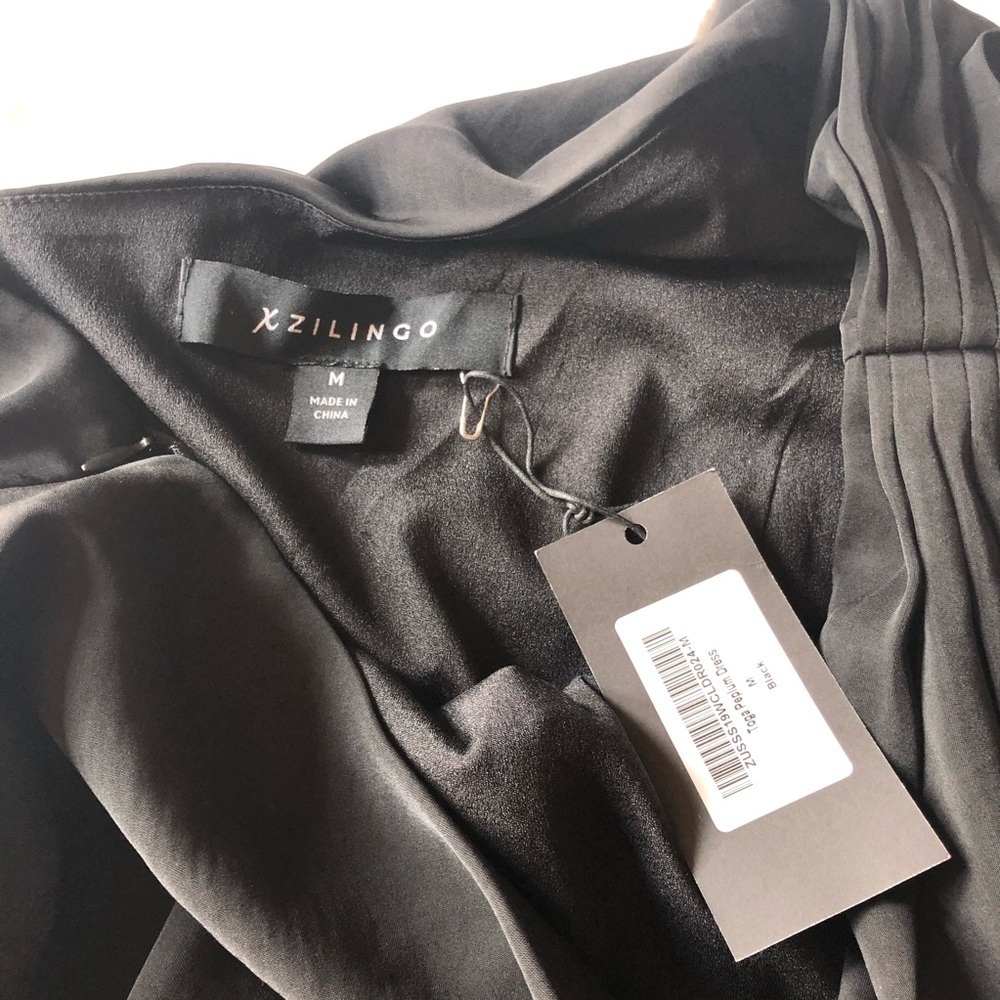 Women's one shoulder black ruffle mini dress size M - Picture 8 of 11